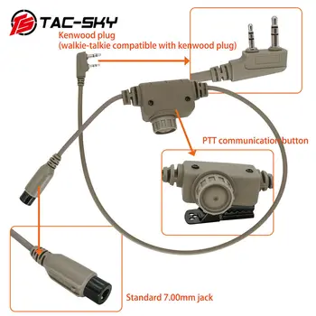 TAC-하늘 전술 PTT 어댑터 RAC PTT 헤드셋 액세서리 와 호환 COMTAC SORDIN 헤드셋 켄우드 플러그 무전기