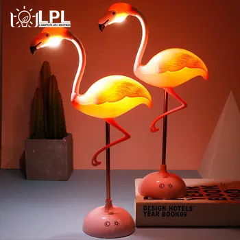 LED Flamingo 밤 빛 터치 읽기 테이블 램프 어린이를 위한 USB 충전 거실 침실 장식적인 빛의 조명