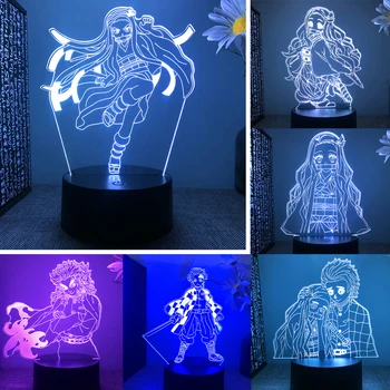 악마의 슬레이어 3D LED 애니메이션 모델을 수치화 램프 아크릴 플레이트 RGB 터치 테이블 램프 크리스마스 새해 생일 선물