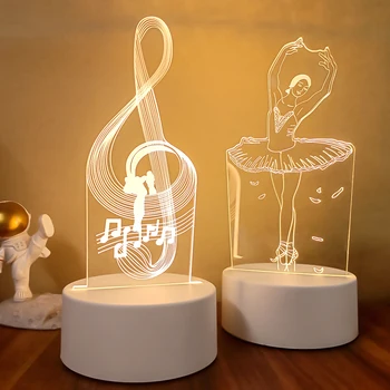 새로운 3d 환상 아기 박 가벼운 뮤지컬 참고 홀로그램으로 야간 가정 훈장을 위한 Usb 램프 뮤지컬 Souven 온난한 백색 조명