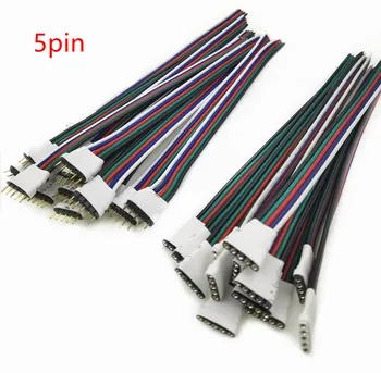 4pin5pin RGBW LED RGB 스트립 라이트 커넥터는 남성&여성 플러그를 소켓 연결하는 케이블 철사를 위한 RGBW5050RGB Led 스트립 빛