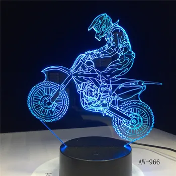 참신 3D 테이블 램프 3D 크로스 자전거 박 빛 USB7 개의 색깔 센서 책상 램프로 휴가 선물을 드롭 배송 AW-966