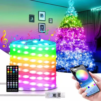 20M 스마트 문자열 조명을 LED 응용 프로그램 제어 크리스마스 트리등 동 환 램프 크리스마스 Navidad 홈실 야외 장식