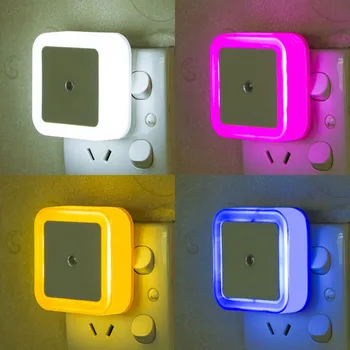 LED 가벼운 소형 스퀘어 라이트 컨트롤 센서 침실 방 복도 화장실 눈 보호 EU/미국 플러그 밤 램프