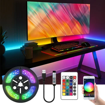 가동 가능한 LED 지구 빛 RGB5050 블루투스 응용 프로그램 제 USB 램프 5V 테이프는 가벼운 리본 다이오드를 위해 TV 화면 백라이트