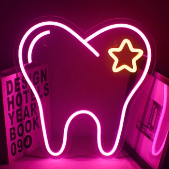 치아 네온 사인 LED 네온 핑크 빛을 등록하십시오 치과 벽을 장식 교수는 벽 장식 벽을 장식미술 치과 학생인