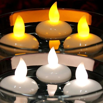 1-12 개 부동 촛불 조명 LED 가 촛불 전자 배터리 전원을 사용 부유물에서 물 티 라이트 크리스마스에 대한 결혼식 장식