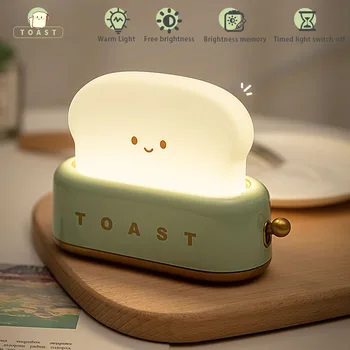 림 만 LED 빛을 귀여운 가정 장식을 귀엽 빵 테이블 램프 박유 휴대용 빛과 타이머 작은 램프