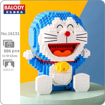 Balody16131 애니메이션이라는 고양이 로봇이 앉아서 동물 애완동물 동 3D 모델 DIY 미니 다이아몬드 블록 벽돌 건물은 어린이를위한 장난감이 없 상자