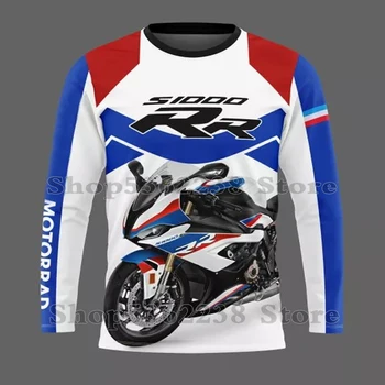 2023BMW S1000RR 오토바이 Motorrad WorldSBK 레이싱 팀 모터스포츠의 긴 티셔츠 여름 남성의 빠른 건조 반대로 UV 유니폼
