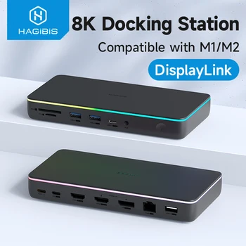 Hagibis DisplayLink USB C Docking Station 디스플레이 3 모니터 DP MST Hub100W PD RJ45LED 맥북 M1M2Windows