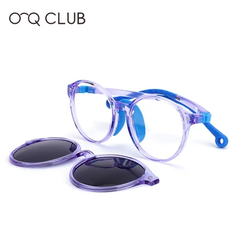 O-Q 클럽 아이는 자기에 클립 선글라스 라운 광학적인 처방전이 어린이 안경 프레임 유연한 편광 안경 19975