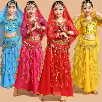 아랫배 춤 댄서 옷을 볼리우드 인도 춤 복장은 아이들을위한 아이는 섹시한 아랫배 춤 의류 동방 춤을 위한 단계
