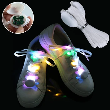 7 개의 색깔 LED 빛나는 Shoeslaces 밤 빛 레이스 인조 나일론 밤 실행 Flash 형광발 운동화 로프 빛나는 레이스