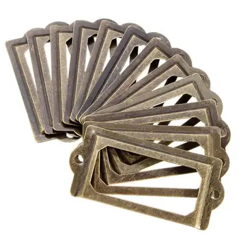 12Pcs 고대 금관 악기 금속 레이블 풀 프레임에 처리하는 파일 이름 카드 홀더를 가구 하드웨어에 대한 내각 가구 서랍 상자