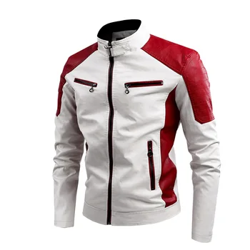 2023 새로운 기관자전차 Mens 가죽 재킷 스포츠 용 재킷의 일종 캐주얼한 Pu 가죽 코트 남성 낚시 야외 재킷 Plus