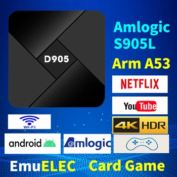 스마트 TV 박스 Android7.1D905Amlogic S905L2.4GWifi4K Netflix Youtube 미디어 플레이어 고정되는 최고 상자를 위한 지원 EMUELEC 카드 게임