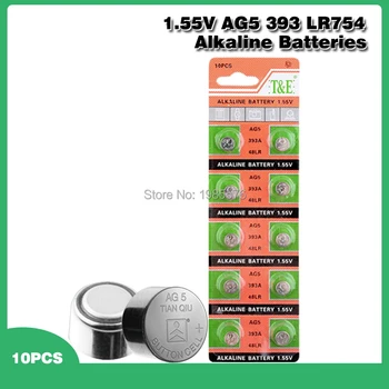 10 1.55V AG5 동전 세포는 알칼리 배터리 D309D393G5G5A L754LR48LR754RW28SR48 버튼을 동전 세포 배터리