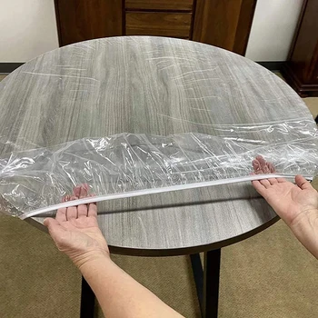 65-180cm 방수 라운드 투명한 탄성 상승 테이블 커버 PVC 간단한 Convient 부식 보호자는 식탁보