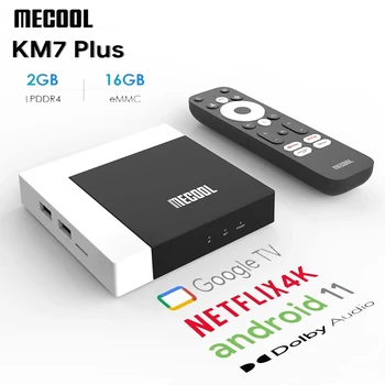 MECOOL KM7 러 텔레비젼 상자 Android11Netflix4k 구글 인증 TV2GB DDR4 16GB ROM1Amlogic S905Y4ATV AV1 홈 미디어 플레이어