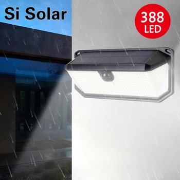 슈퍼 밝은 야외 태양광 인간의 센서 388LED 정원 빛을 방수 IP65 를 가진 태양 벽 램프 3 작동 모드 가로등