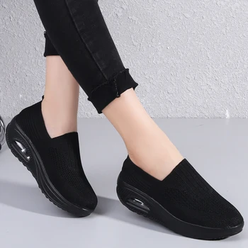 큰 Size43 흑인 여자 운동화 플랫폼 캐주얼 Wedge 스포츠 신발 여자를 위한 도보 여름 여성 신발 디자이너 Sneake