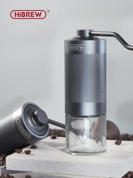 HiBREW 설명서 커피 분쇄기 휴대용 고품질의 손 분쇄기를 선반 알루미늄 Visual 콩 저장 G4