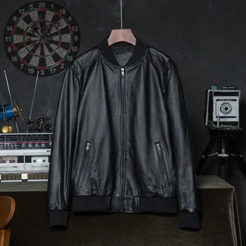 진짜 가죽 재킷은 남성 가죽 재킷 100%쇠 남성 코트 피부 의류 아시아 가을 5XL 도매 드롭송