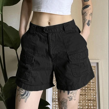 2023 새로운 여성 캐주얼 빈티지화물 반바지 느슨한 여름 Y2k 넓은 짧은 바지를 하라주쿠 스트리트웨어 허리 Pocket Shorts