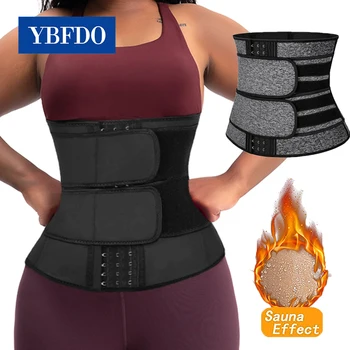 YBFDO 여자 허리 트레이너는 세 가지 브레스 벨트를 체중 감량은 몸 셰이퍼 배 컨트롤 스트랩 체중을 줄이는 땀 뚱뚱한 연소 거들