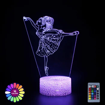 3d 밤 램프 발레리나 그림의 터치 센서 Led 색상을 변경하 USB 테이블 램프를 위한 댄서 컬렉션을 선물한 밤 빛을 방 장식