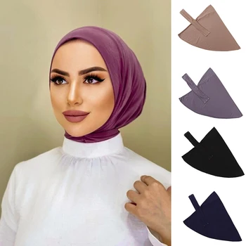 히잡을 이슬람 모자 조정가능한 버튼 터 번 이슬람 Underscarf 전체 커버 보네 전체 목 범위에 대한 무슬림 여성 패션