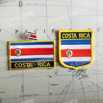 코스타리카 국기 자수 헝겊 조각 배지 방패와 사각형 모양의 핀 하나의 세트는 피복에 완 배낭을 장식