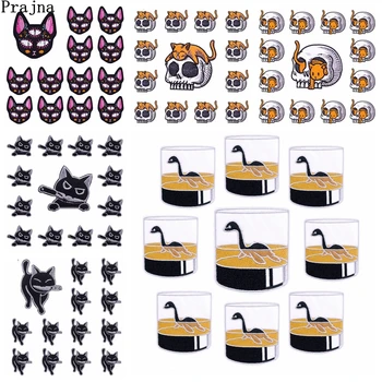 Prajna10 히피 고양이 Embroidey 패치에 대한 철 패치를 의류를 위한 스티커를 만화 동물 Bagdes 패치에 옷 Applique