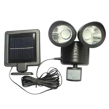 22LED Powered PIR 모션 센서 태양 벽 램프 보안 투광램프 이중 머리 야외에서 빛 태양광 정원등