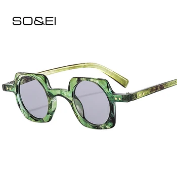 그래서&EI 복고풍의 작은 스퀘어 선글라스는 여성들의 패션 분명 바다 라운드 렌즈는 안경 남자 펑크 리벳 태양 안경을 그늘 UV400