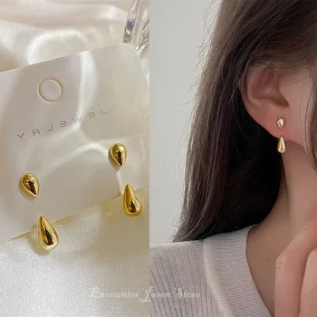 새로운 한국의 도착 금속 유선 사랑스러운 달콤한 회색 잎 스 터 드 귀걸이 여성을 위한 패션 보석 2023