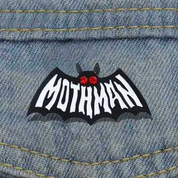 펑크 동물 Bat 핀은 고전적인 모스맨 에나멜 배지 영웅 시리즈의 영화 브로치 할로윈 어두운 밤에 보석방 접어젖힌 옷깃 핀