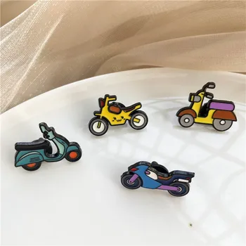 창조적인 전기 자동차 오토바이 에나멜 브로 만화 교통 도구를 기장을 금속을 붙입니다 재킷 네크라인 핀은 친구들의 선물 보석