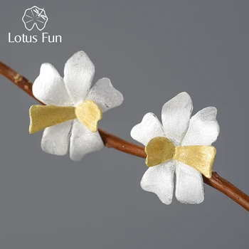 Lotus 절묘한 재미있는 특이한 꽃 웨딩 스 터 드 귀걸이 선물 부 925 스털링 실버 고급 품질의 보석