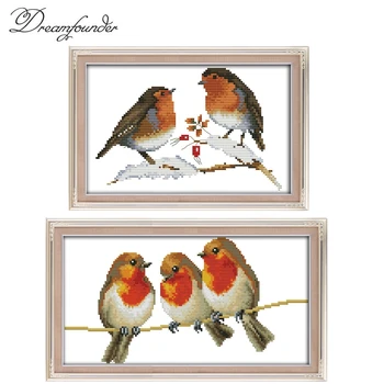 두 개의 작은 새가 크로스 키트 아이 14ct11ct 계산 인쇄 캔버스 바늘 자수 DIY 손으로 바느질