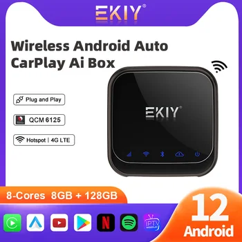 EKIY 안드로이드 12TV Wireless 면 Ai 상자의 무선 안드로이드 자동차 어댑터 YouTube 넷플릭스 구글 플레이 스토어/SIM4G LTE GPS