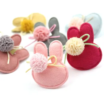 24Pcs3.5*4cm 토끼 꽃 공 패딩 아플리케를 위한 옷 DIY 아이들의 머리핀을 모 패치를 장식 장식 액세서리