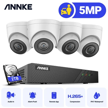 ANNKE8CH FHD5MP POE 네트워크 비디오 보안 시스템 H.265+6MP NVR5MP 감시 POE 카메라와 함께 오디오 레코드 Ip 카메라