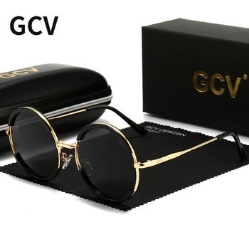 2021GCV 뜨거운 판매 고전적인 남성 여성 선글라스는 화려한 라운드 프레임 유리 패션 스타일의 극화되는 새로운 금속