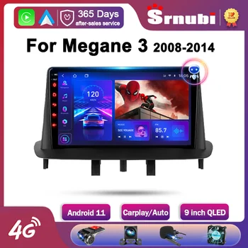 Srnubi 안드로이드 11 자동차 라디오 르노 메가 3Fluence2008-2014 멀티미디어 2Din4G 와이파이 GPS 네비게이션면 DVD 머리 단위
