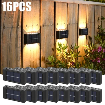 1~16PCS 태양 벽 램프 옥외 방수 LED 조명에 대한 정원 장식 발코니에 야드 스트리트 벽 장식과 조명 아래로