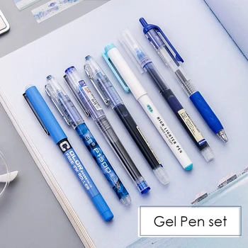 6 개 단순한 색 젤 펜 설정 0.5mm 빠른 건조 바로 펜 학생 사무실 작성 펜 학교 문구