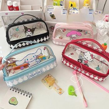 Sanrio 헬로 연필 가방 Kuromi 내 멜로디나 큰 수용량 휴대용 문구용품 상자 만화 저장 케이스 어린이