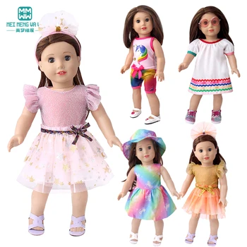 신생아 인형 옷 패션 드레스 드레스에 적합 45cm 미국 인형 장난감 선물 소녀 액세서리